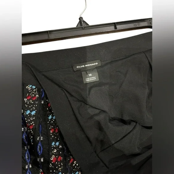 Club Monaco Black Multicolored Sequin Beaded A-Line Mini Skirt Scalloped Size 10 - Picture 2 of 4